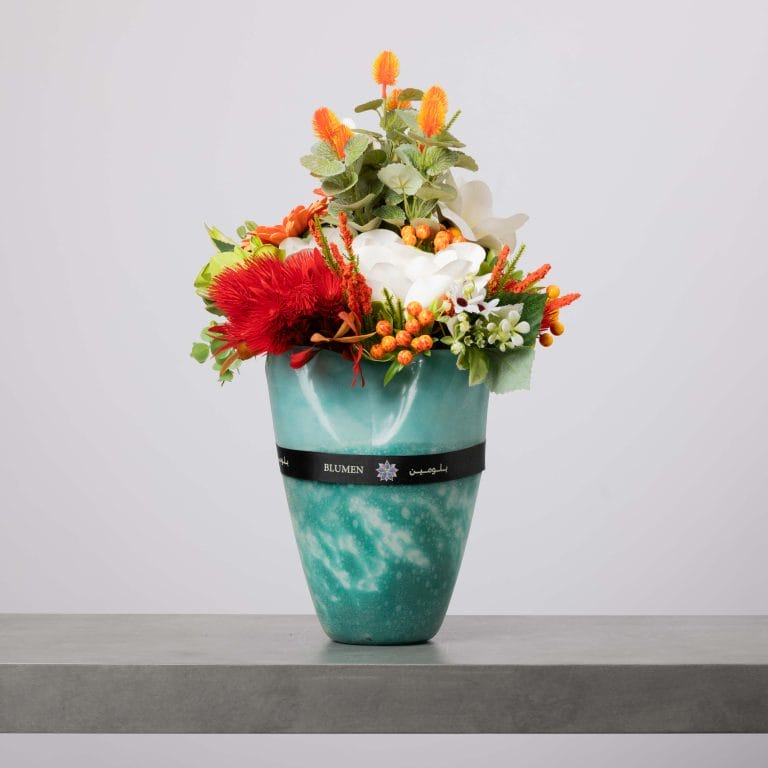 Glossy Turquoise Blumen Vase