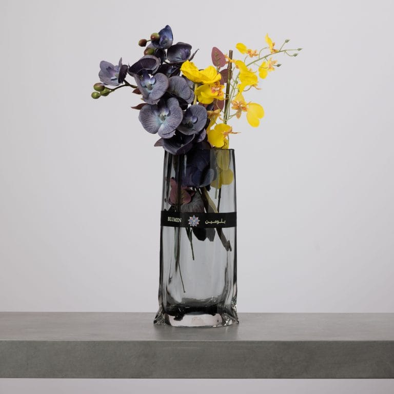 Tall Smoky-Grey Blumen Glass Vase