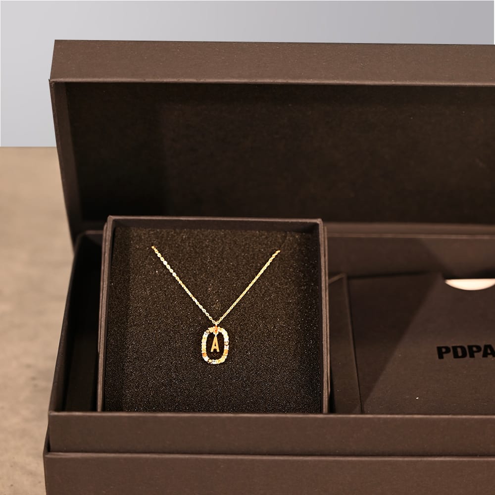 A box of jewelry from the brand PDPaola.