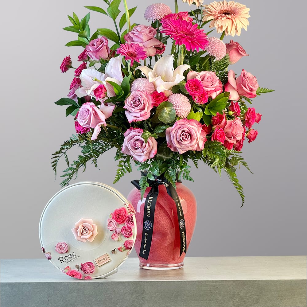 Bostani Medium Rose Chocolate Box w/ The Rosy Garden