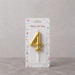 A candle with the shape of the digit four.