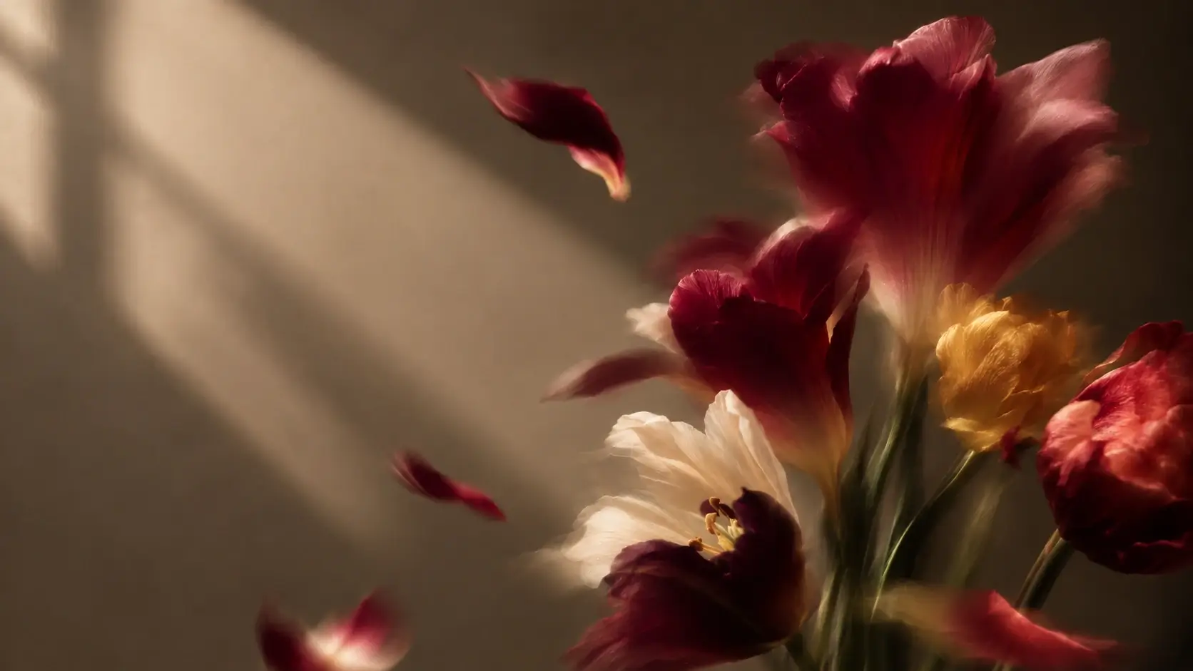 An oil painting of flowers.