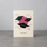 A card holder with floating graduation hats.