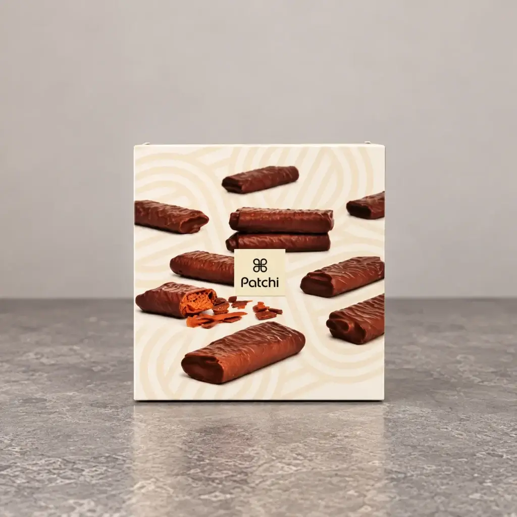 A white box of chocolates made by Patchi.